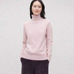 COS 100% Cashmere High-Neck Turtleneck Sweater Rose Pink | XS | NWT